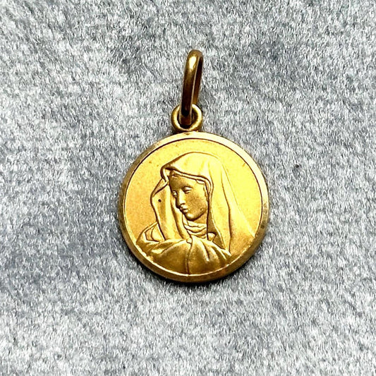 vintage 18k mother Mary charm