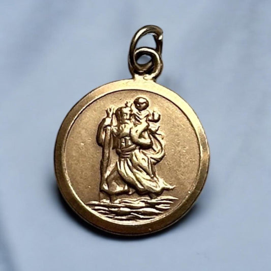 vintage 14k solid gold saint charm c1970