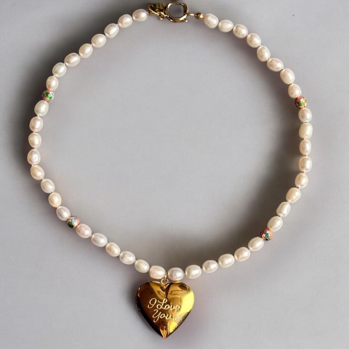 Pearl locket necklace