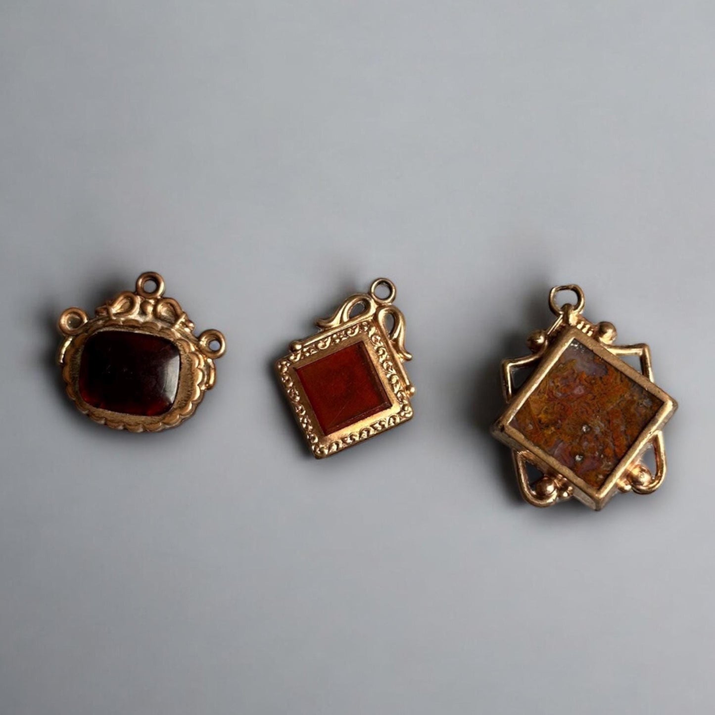 Antique Victorian gold filled and carnelian intaglio watch fobs