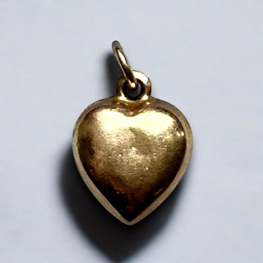 vintage 9k puffed heart charm