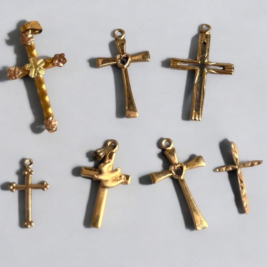 vintage cross charms - gold filled cross pendant - religious charms