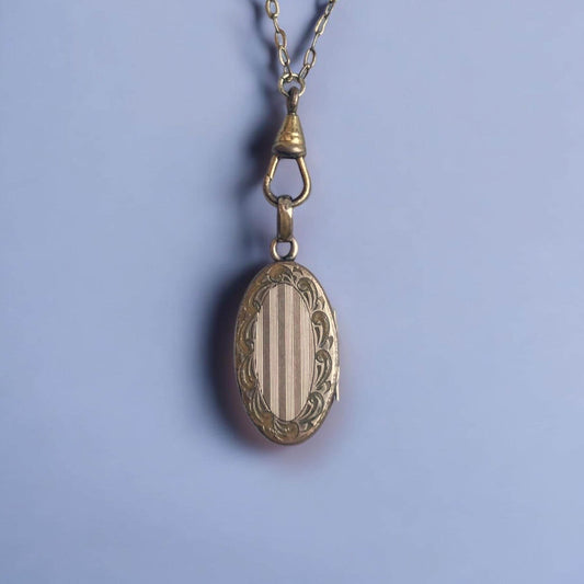 Antique victorian hand engraved oval locket