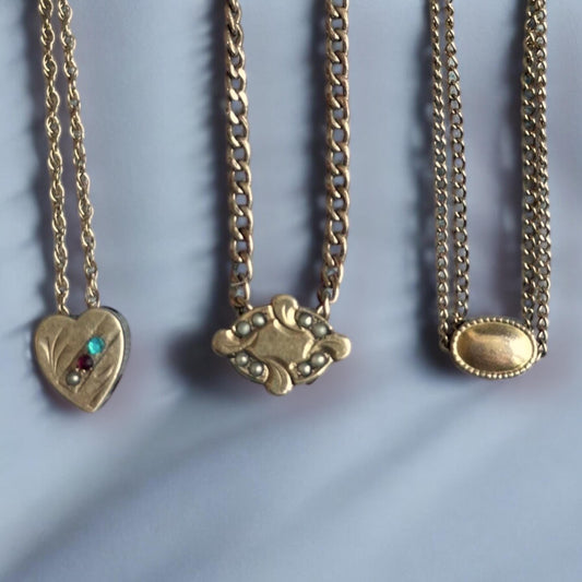 Reworked antique Victorian slider necklaces - gold gold watch chain slider charm necklace