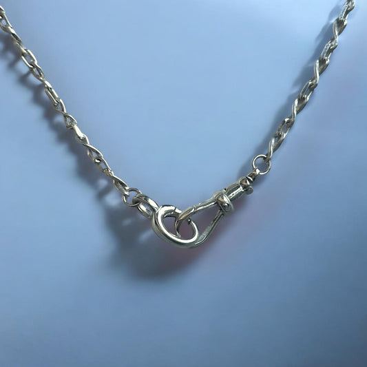 Fob clip charm holder necklace - sterling silver - handmade carbainer chain necklace customizable