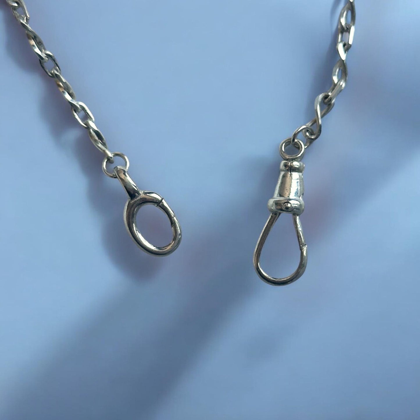 Fob clip charm holder necklace - sterling silver - handmade carbainer chain necklace customizable