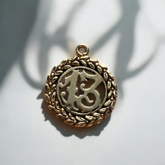 vintage solid gold number thirteen charm - lucky 13 pendant