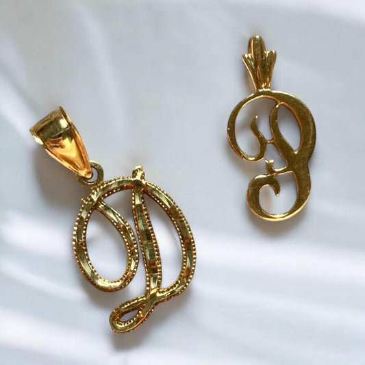 vintage 14k initial charms - D pendant and P pendant