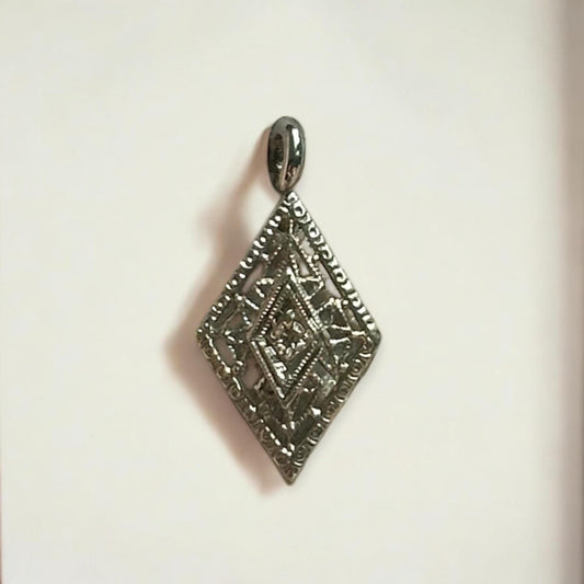 vintage 14k white gold and diamond art deco converted stick pin pendant
