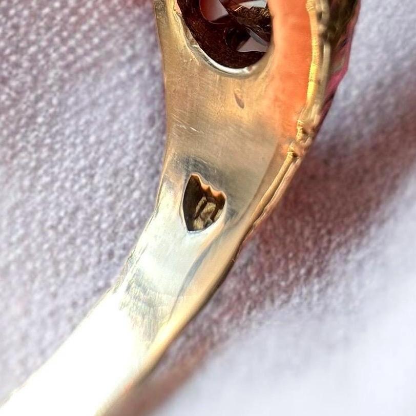 Antique Victorian buttercup ring with .85ct Natural old European cut diamond - 14k yellow gold