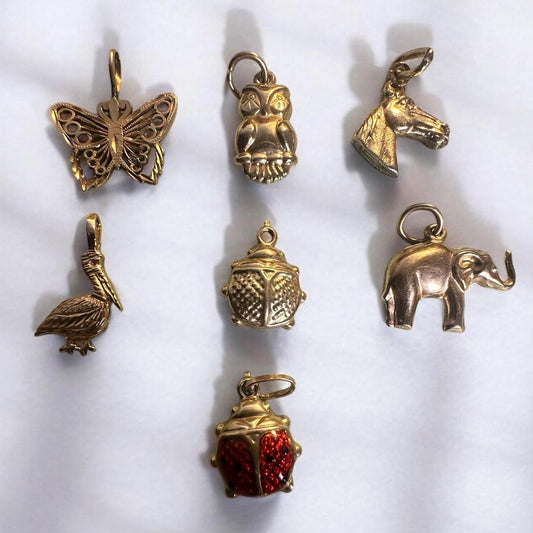 vintage solid gold charms - Animal charms