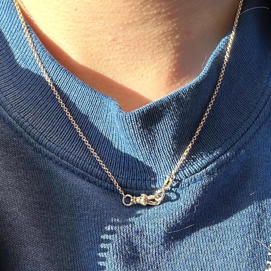 14k fob clip watch chain necklace on 16" rolo chain